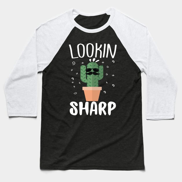 Stay Sharp Cool Cactus Baseball T-Shirt by Eugenex